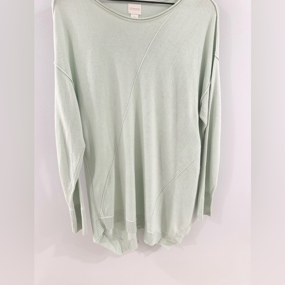Chico’s Tunic Sweater Mint Green Size 2 (Large) - Picture 3 of 6